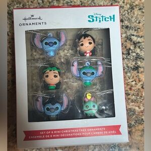 NIB Hallmark Disney Lilo & Stitch 1" Miniature Set of 6 Mini Christmas Ornament